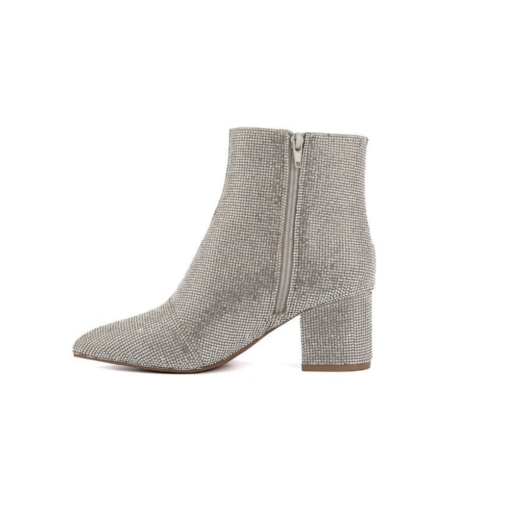 Sugar Women Shoes 7.5M Nightlife‎ Bling Silver Rhinestone Embellished Booties